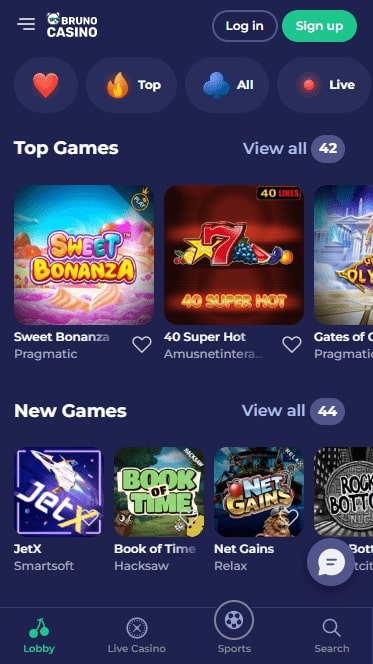 Bruno Casino Mobile Wersja mobilna w Bruno Kasyno?